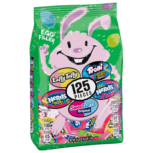 SweeTARTS, Trolli, Laffy Taffy & Nerds Easter Candy Mix , 125 Piece Bulk Bag
