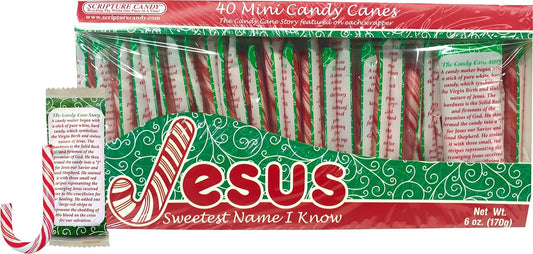Scripture Candy, Mini Christmas Candy Canes Featuring The Candy Cane Legend, 40 Pieces