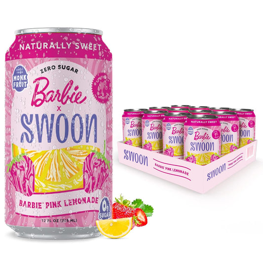 Swoon Barbie™ Pink Lemonade - Low Carb, Paleo-Friendly, Gluten-Free Keto Drink - Sugar Free Strawberry Lemonade Made with 100% Natural Lemon Juice Concentrate - 12 Fl Oz (Pack of 12)