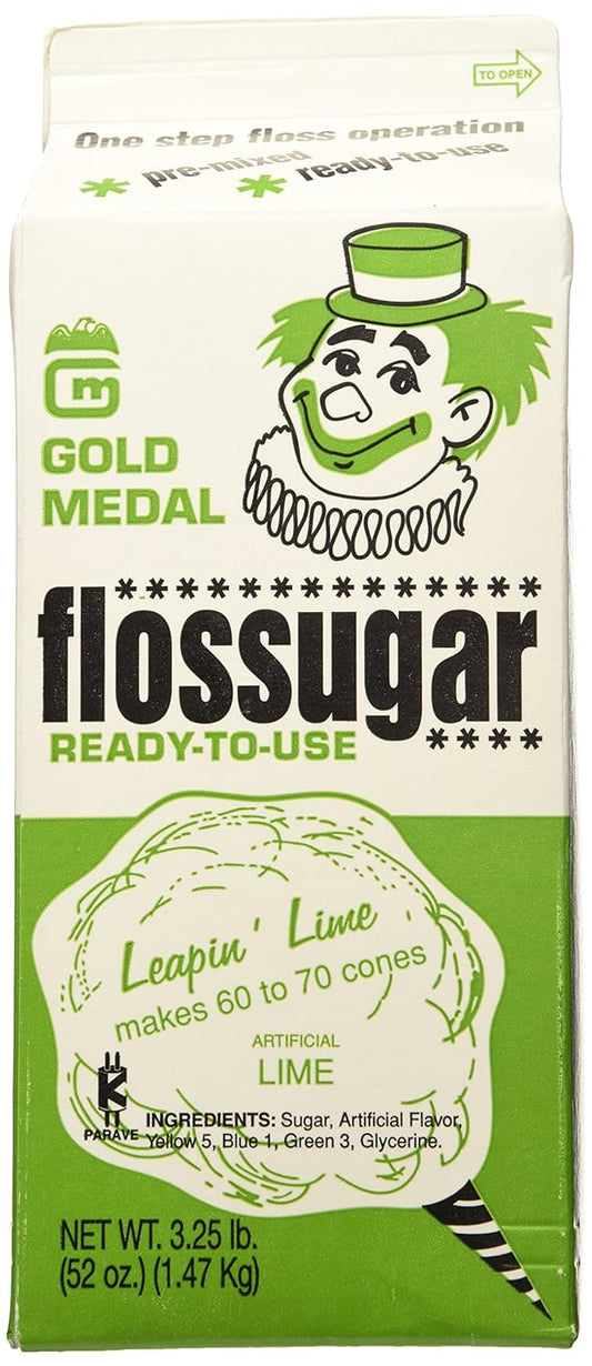 Gold Medal 3204 Leaping Lime - Lime Flossugar, 3.25 lb Carton - Cotton Candy