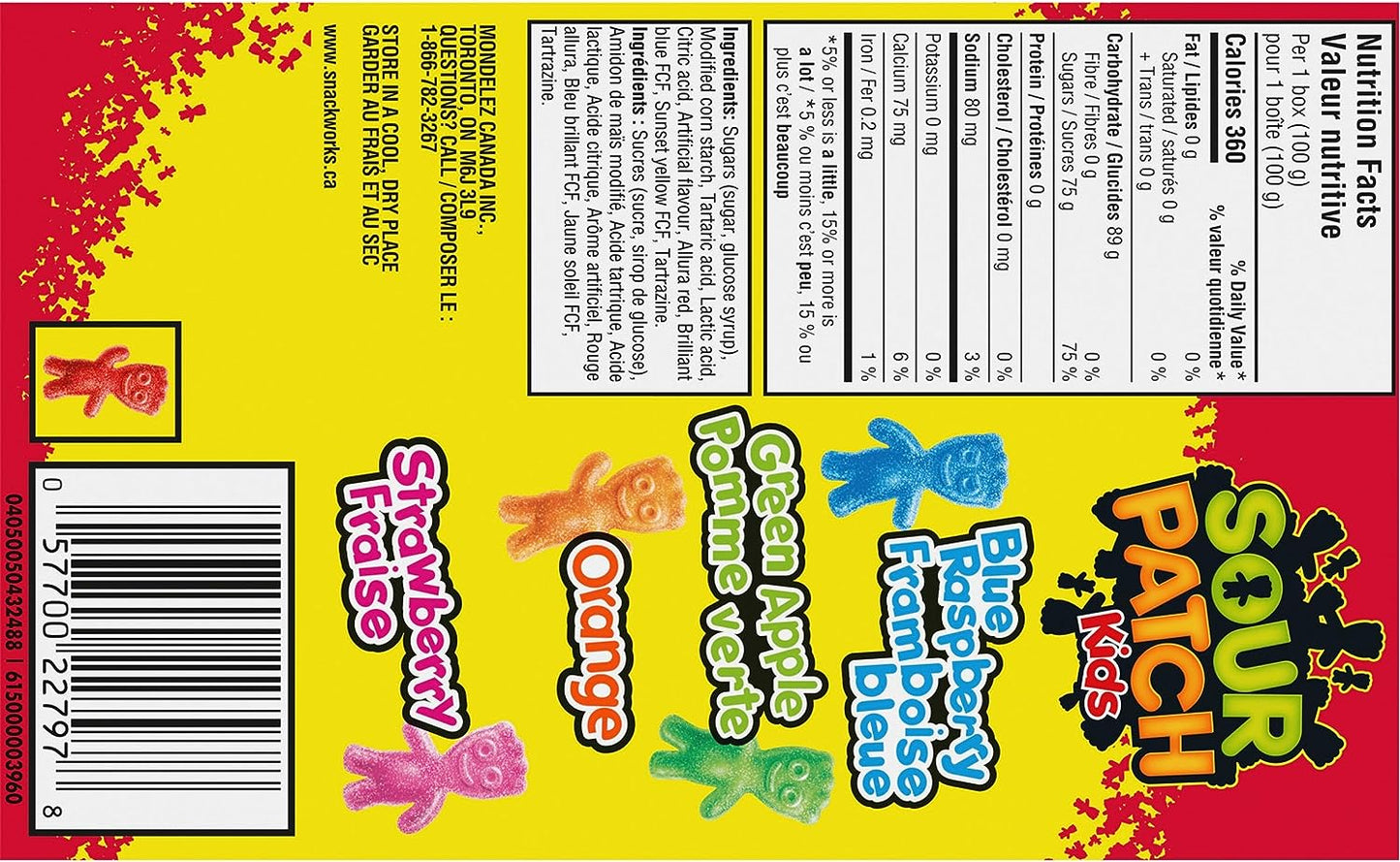 Sour Patch Kids Extreme Sour Candy - Candy Box, 100 g