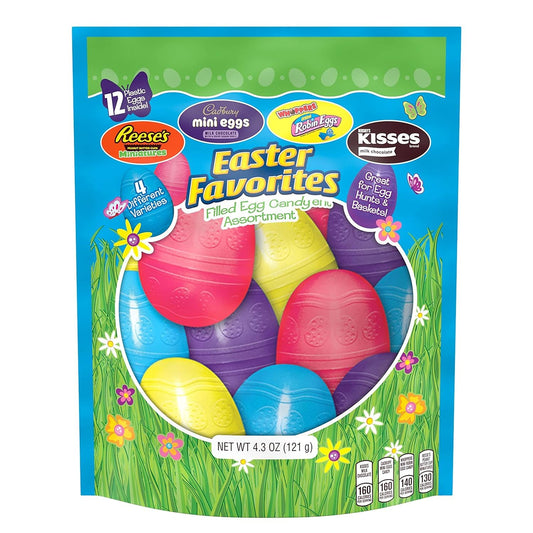 Hershey Assorted Flavored, Easter Candy Filled Plastic Eggs - 12 Eggs