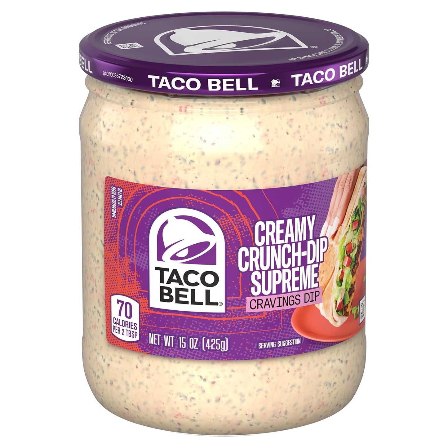 Taco Bell Creamy Crunch-Dip Supreme Cravings Dip, 15 oz Jar