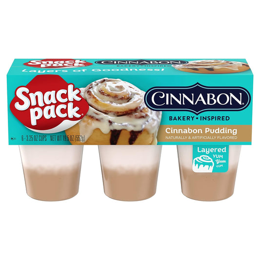 Snack Pack Cinnabon Bakery Inspired Flavored Pudding Cups, 3.25 oz. 6 Count