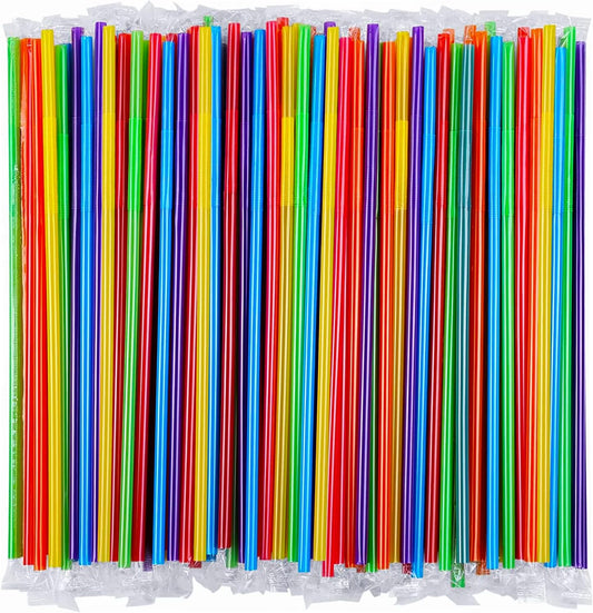 Extra Long Individually Wrapped Straws - 100 Straws Colorful  , 13 Inch Extra - Meets Canadian Regulation for Health