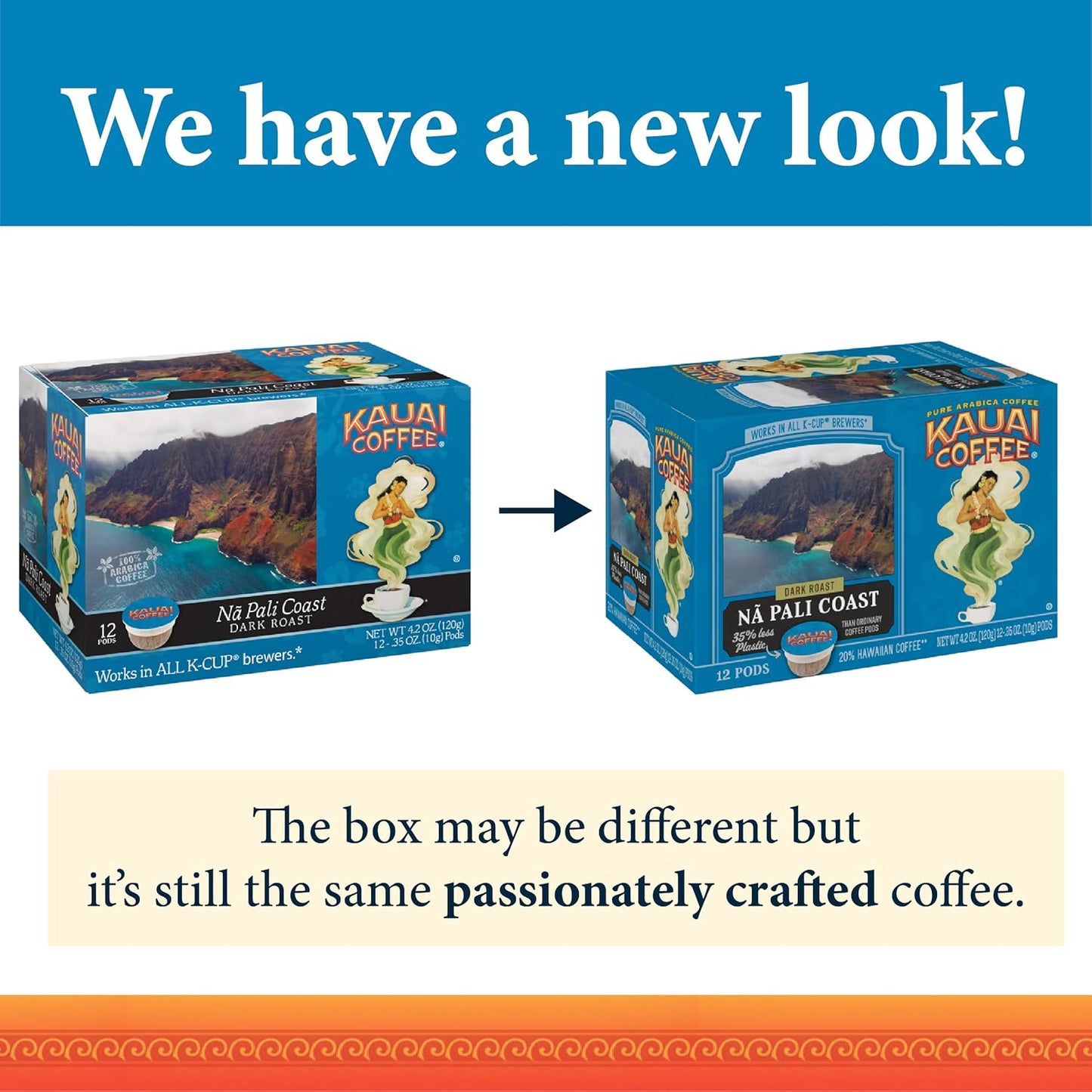 Kauai Coffee Na Pali Coast Dark Roast - Compatible with Keurig Pods K-Cup Brewers (1 Pack of 12 Single-Serve Cups)