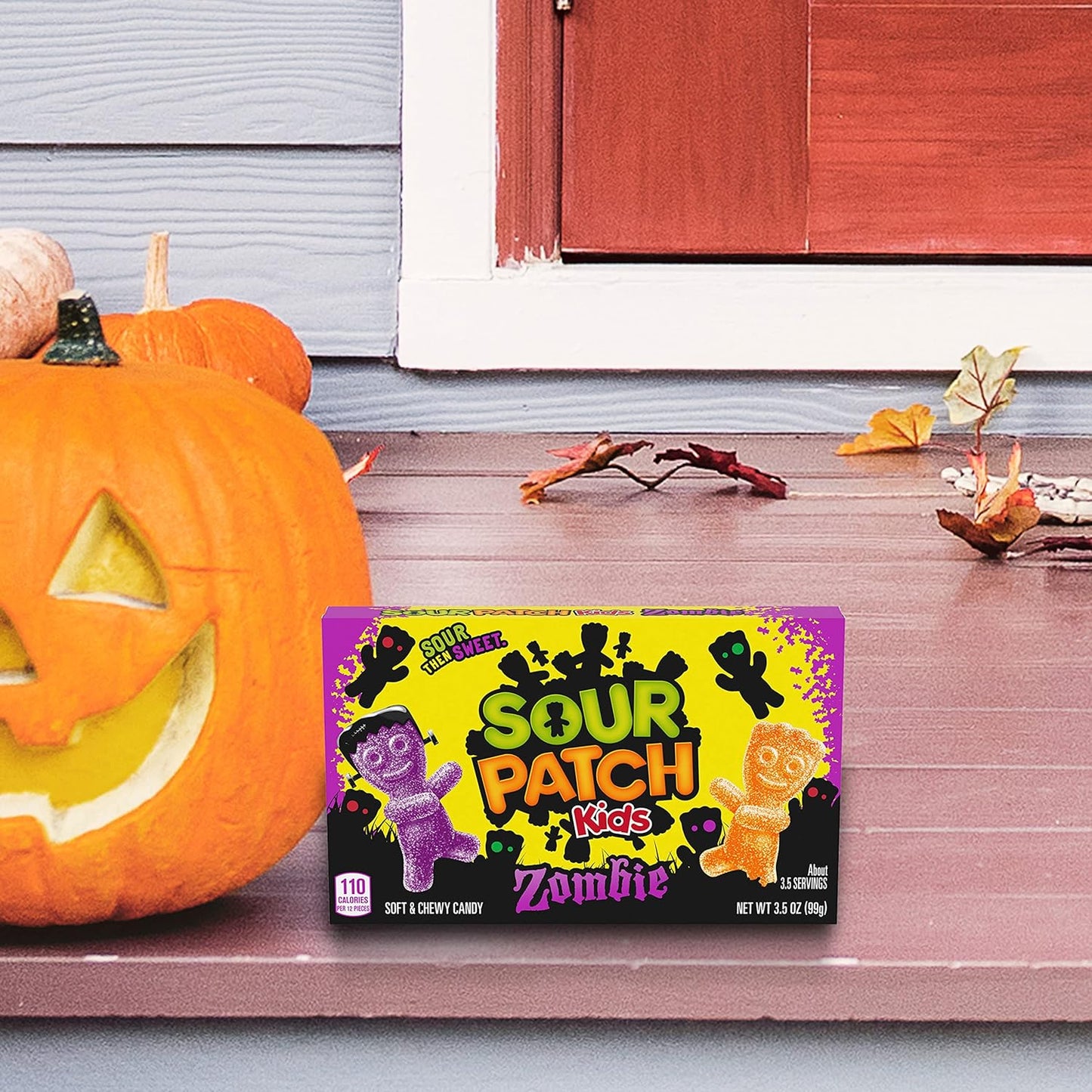 SOUR PATCH KIDS Zombie Orange & Purple Soft & Chewy Halloween Candy, 12 - 3.5 oz Trick or Treat Boxes Wholesale Case