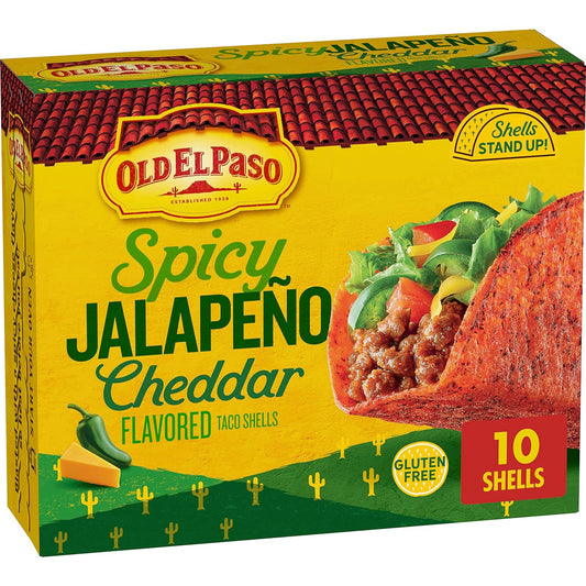 Old El Paso Spicy Jalapeño Cheddar Flavored Stand 'N Stuff Taco Shells, Gluten Free, 5.4 oz.