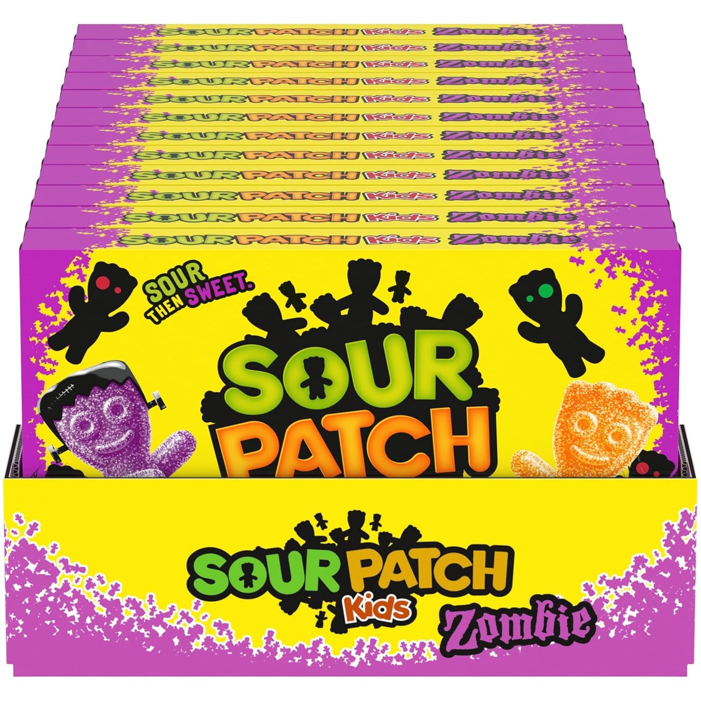 SOUR PATCH KIDS Zombie Orange & Purple Soft & Chewy Halloween Candy, 12 - 3.5 oz Trick or Treat Boxes Wholesale Case