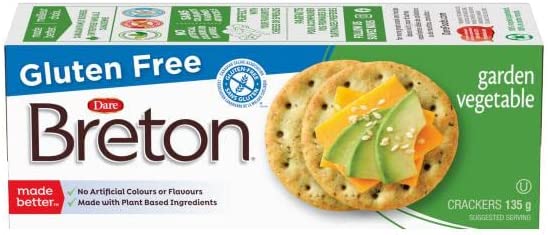 Breton Gluten Free, Garden Vegetable - Certified Gluten-Free, Made with Real Vegetables, No Artificial Colours or Flavours, 0g trans fat 135g Unit