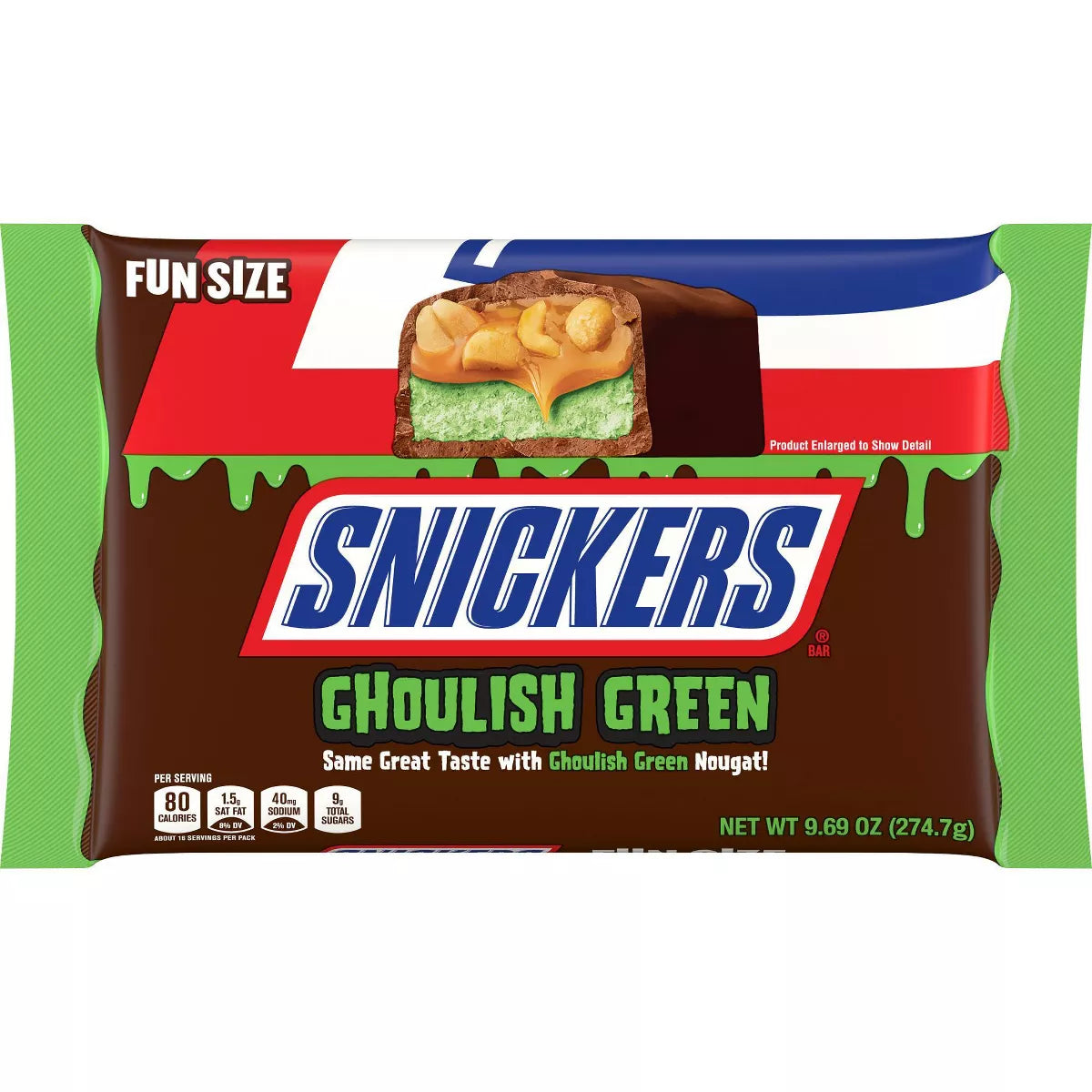 SNICKERS Ghoulish Green Candy Bars Halloween Chocolate - 9.69oz