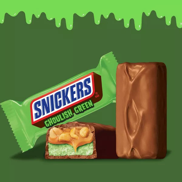 SNICKERS Ghoulish Green Candy Bars Halloween Chocolate - 9.69oz