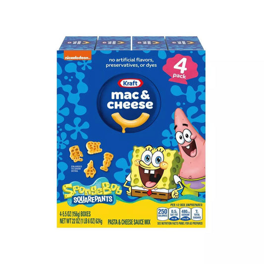 Kraft Spongebob Shapes Mac & Cheese - 4 Pack