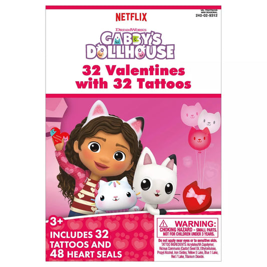 32ct Valentine's Deluxe Tattoos Exchange Cards Gabby's Dollhouse
