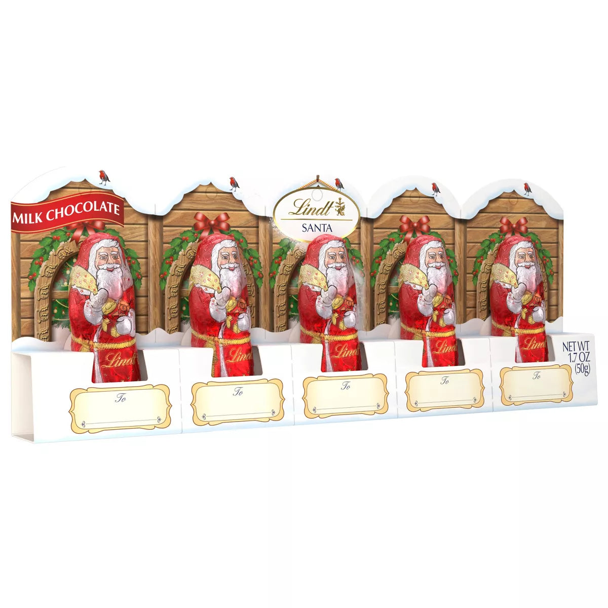 Lindt Christmas Santa Milk Chocolate Candy - 1.7oz/5pk