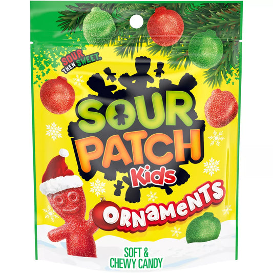 Sour Patch Kids Holiday Red & Green Gummy Ornaments Stand-Up Bag - 10oz - Limited Edition