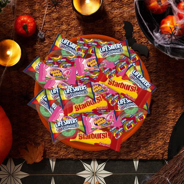 Starburst, Hubba Bubba, and Life Savers Bulk Halloween Gummies and Chewy Candy Variety Pack - 44.87oz