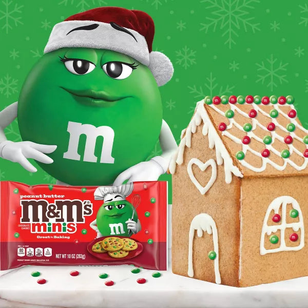 M&M's Christmas Minis Peanut Butter Baking Chocolate Candies Bag - 10oz