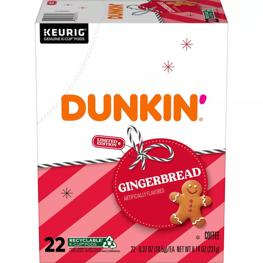 Dunkin' Gingerbread Flavored Medium Roast Coffee Pods - 22ct