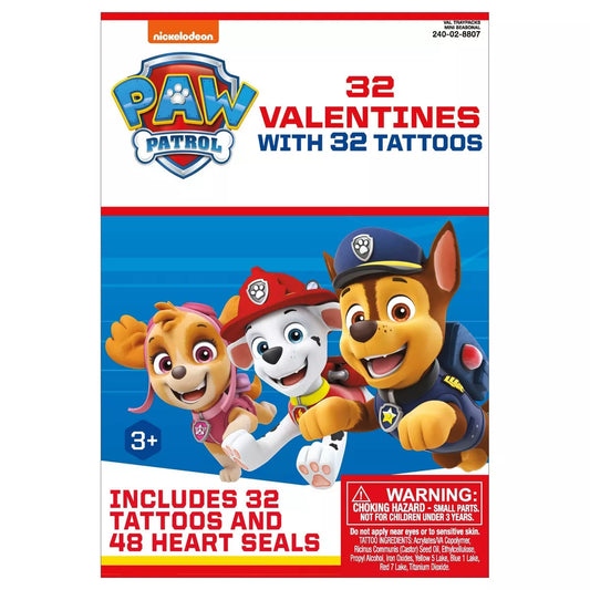 32ct Valentine's Deluxe Tattoos Exchange Cards PAW Patrol