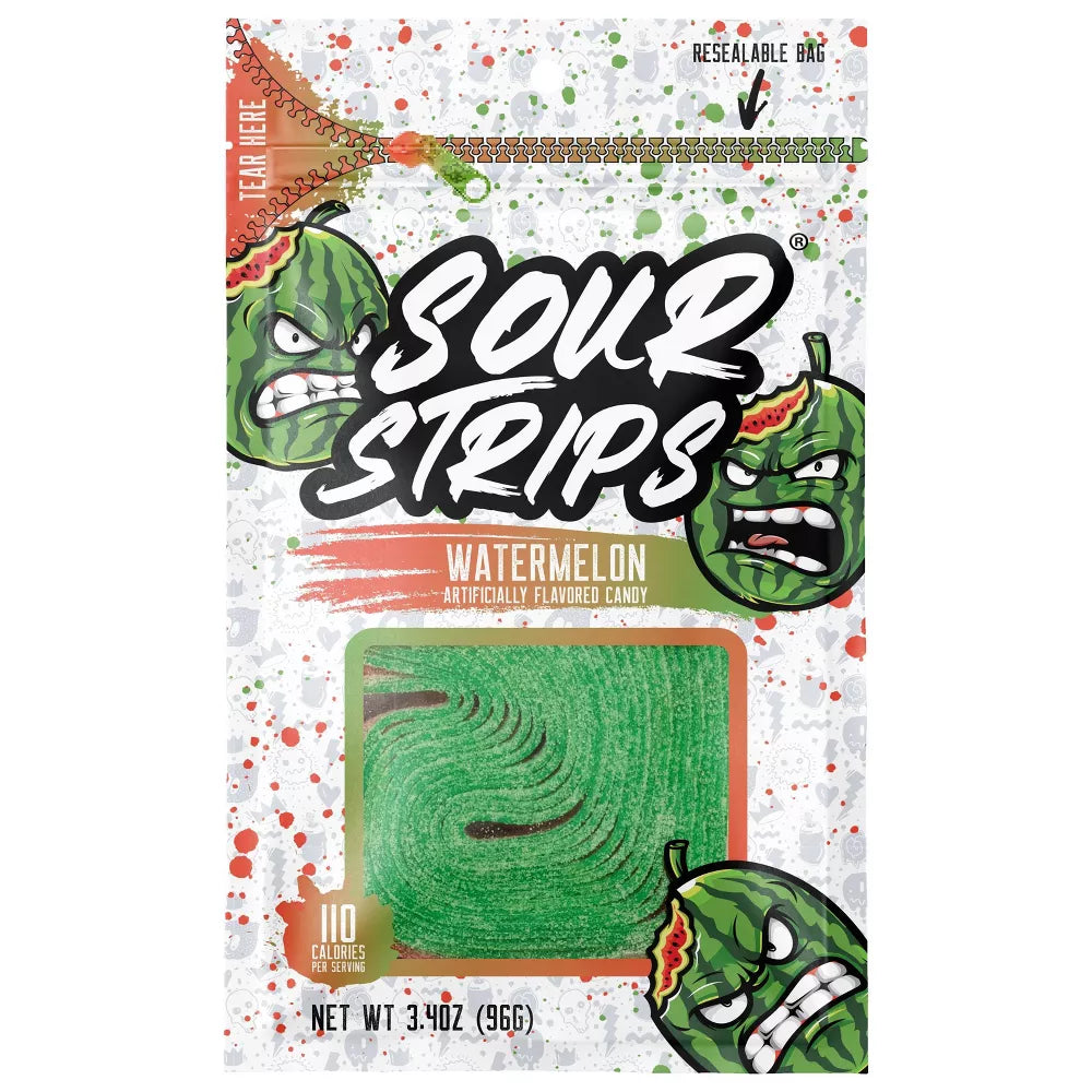 Sour Strips Watermelon Candy Peg Bag - 3.4oz