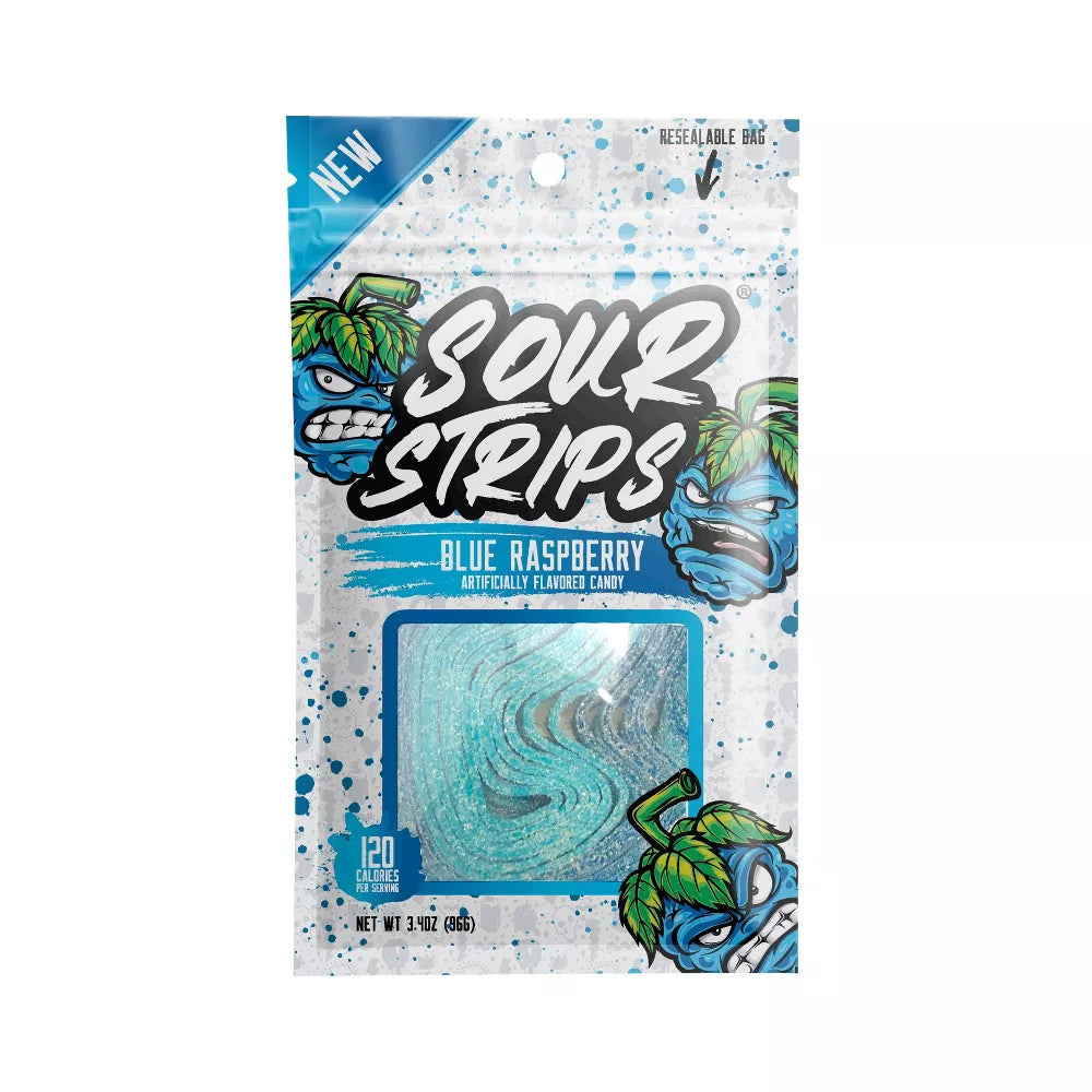 Sour Strips Blue Raspberry Candy - 3.4oz