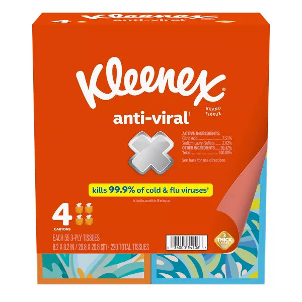 Kleenex Anti-Viral 3-Ply Facial Tissue - 55ct