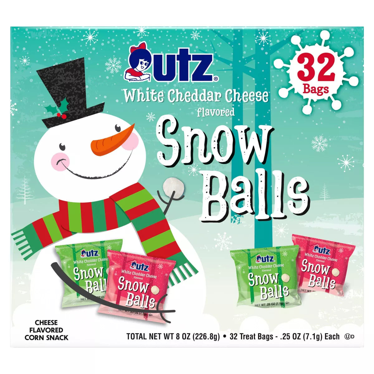 Utz Snow Balls White Cheddar Multipack - 8oz/32ct