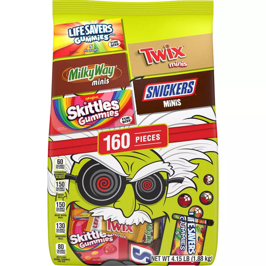 Skittles, Twix, Snickers & More Bulk Halloween Chocolate and Gummies Candy Variety Pack - 66.44oz