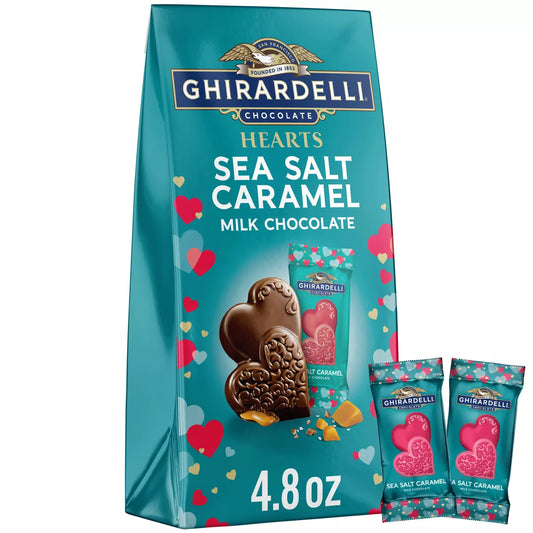 Ghirardelli Valentine's Milk Sea Salt Caramel Duet Hearts Bag - 4.8oz