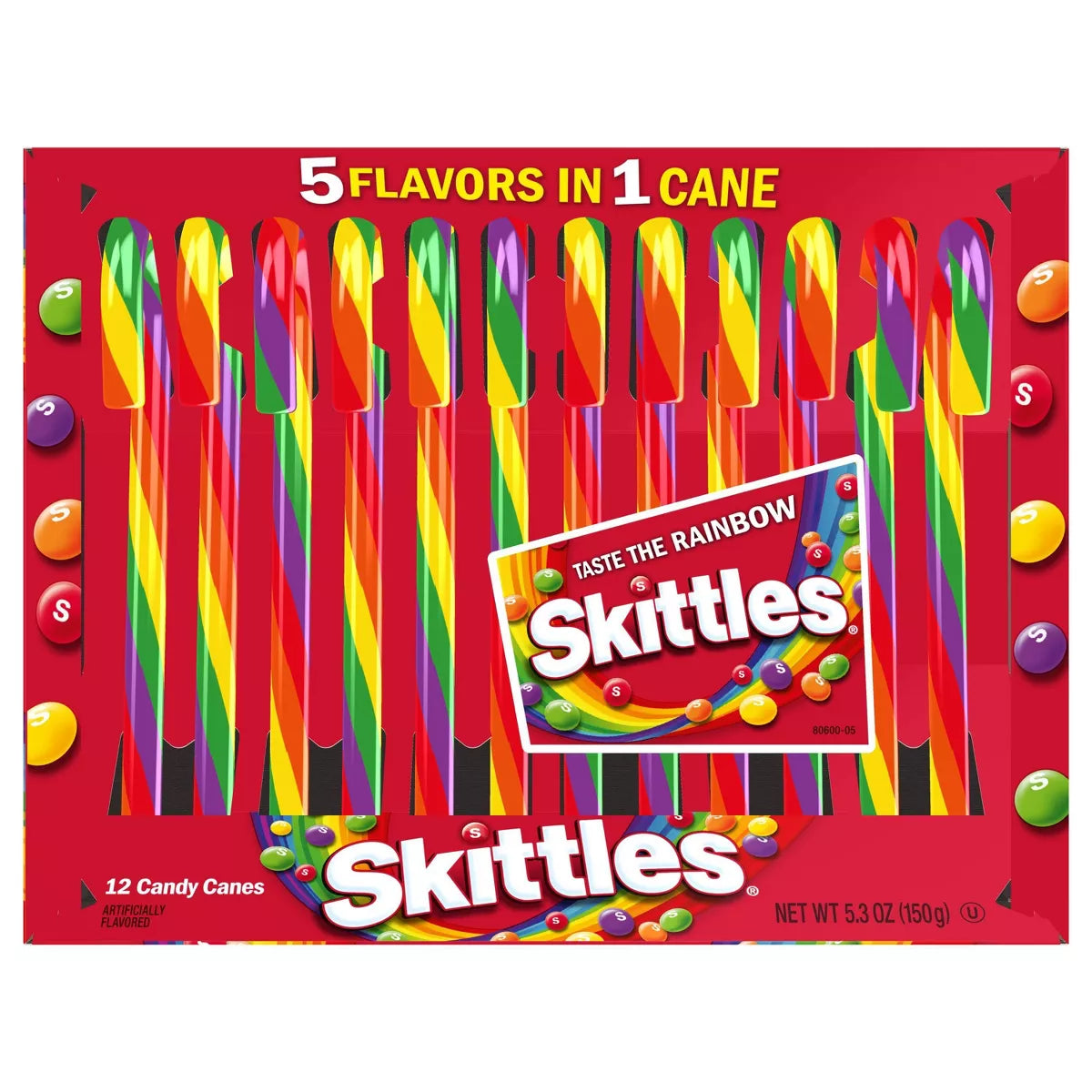 Skittles Christmas Candy Canes - 5.3oz/12ct