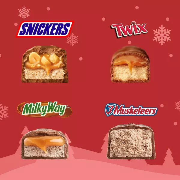 Twik, Snickers, Milky Way & 3 Musketeers Christmas Mini Candy Variety Pack - 8.57oz