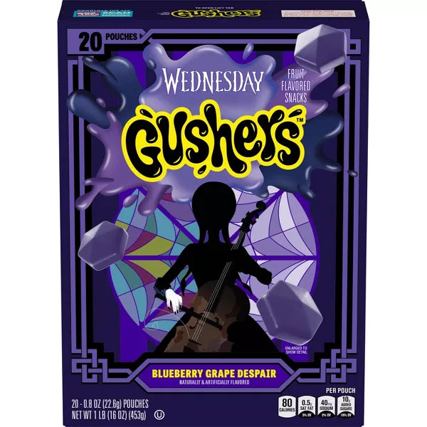 Gushers Halloween Wednesday Blueberry Grape Despair Fruit Flavored Snacks - 16oz/20ct