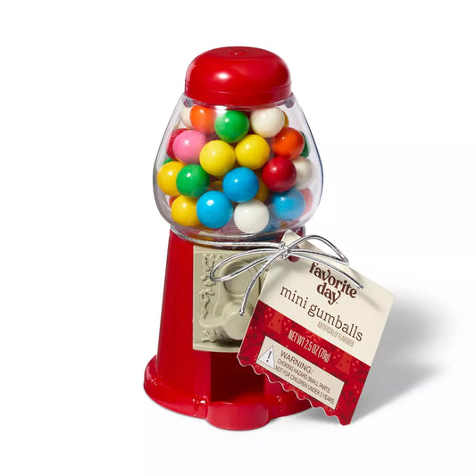 Christmas Mini Gumball Machine with Rainbow Gumballs - 2.5oz