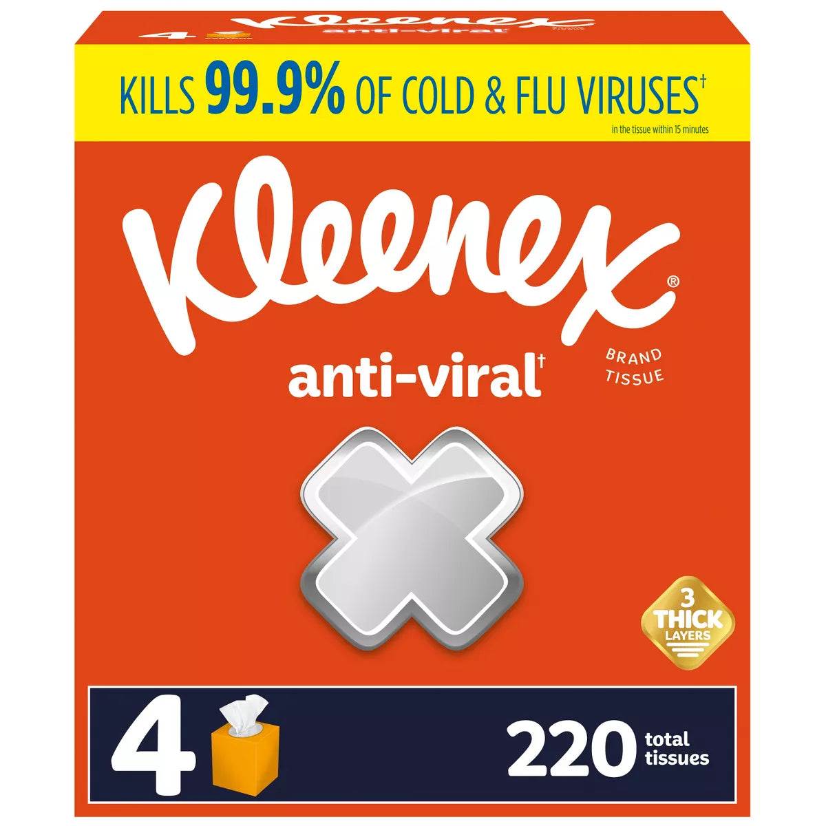 Kleenex Anti-Viral 3-Ply Facial Tissue - 55ct