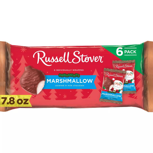 Russell Stover Christmas Milk Chocolate Marshmallow Ornament - 7.8oz/6ct