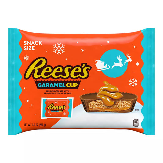 REESE'S Christmas Peanut Butter Filled with Caramel Candy Snack Size - 9.9oz