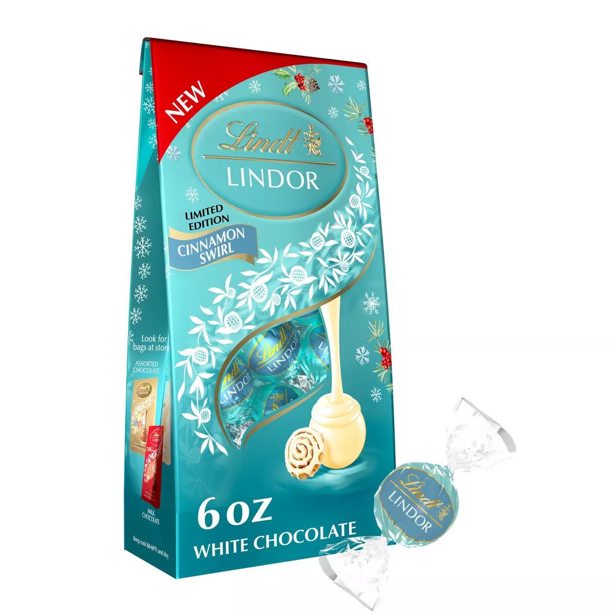 Lindt LINDOR Christmas Cinnamon Swirl White Chocolate Truffles - 6oz