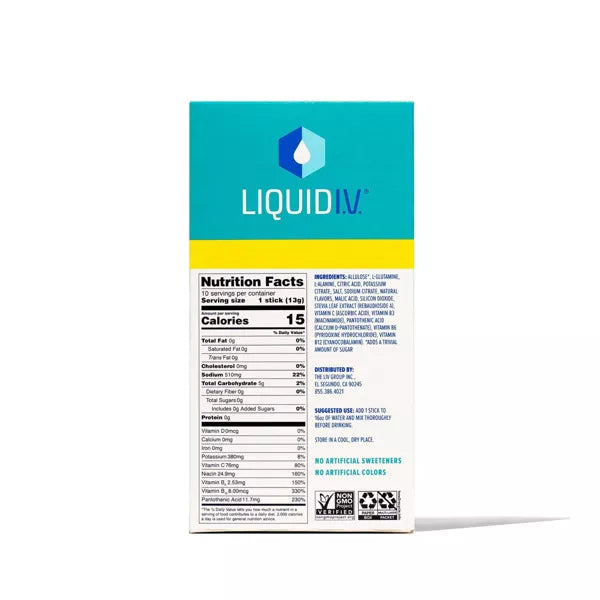 Liquid I.V. Sugar Free Hydration Multiplier Vegan Powder Electrolyte Supplements - White Peach - 0.45oz /10ct