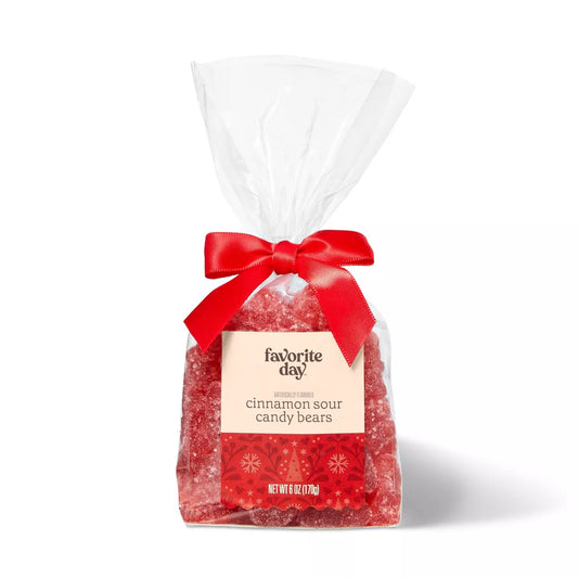 Christmas Sour Cinnamon Candy Bears in Bow Bag - 6oz - Favorite Day™