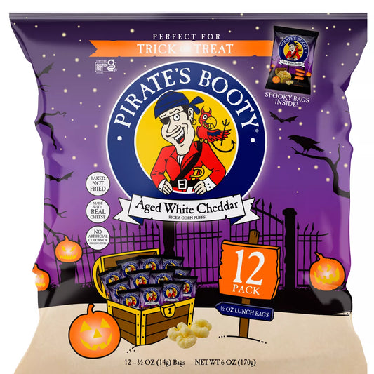 Pirate's Booty Aged White Cheddar Trick or Treat Puffs Snacks - 6oz/12ct