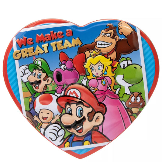 Super Mario Valentine's Heart Tin with Milk Chocolate - 3.6oz