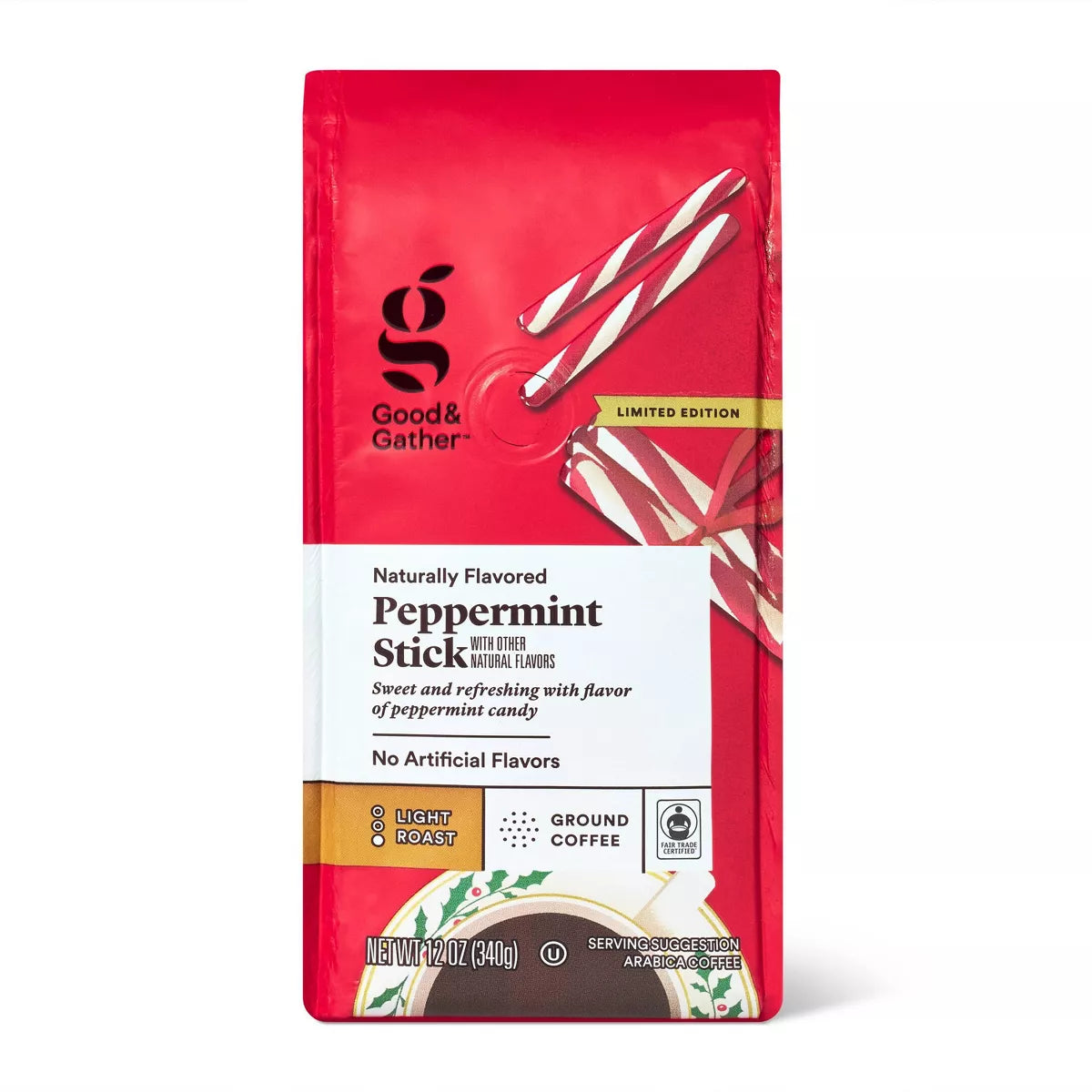 Naturally Flavored Peppermint Stick Light Roast Ground Coffee - 12oz - Good & Gather™