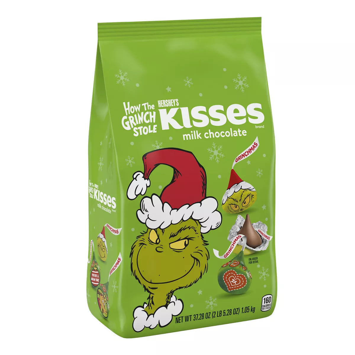 Hershey's Kisses Christmas Milk Chocolate Grinch Foils Bulk Bag - 37.2 ...