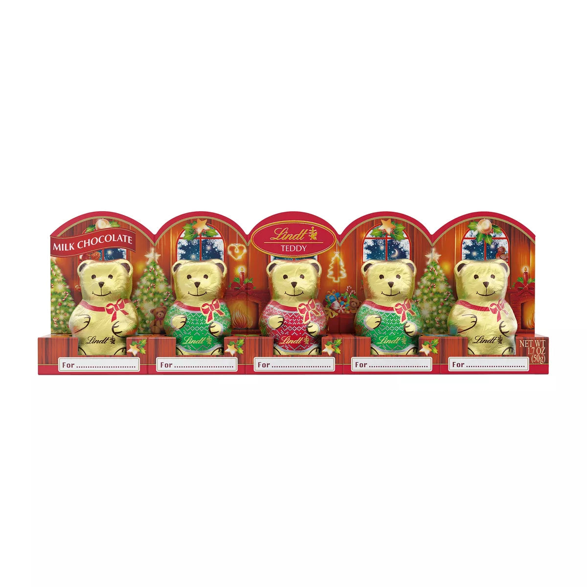 Lindt Mini Teddy Bear Milk Chocolate Candy - 1.7oz 5pk