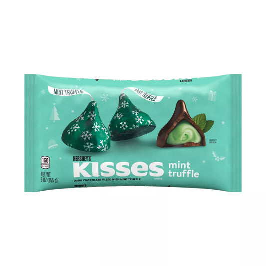 Hershey's Kisses Christmas Mint Truffle Flavored Dark Chocolate Candy - 9oz