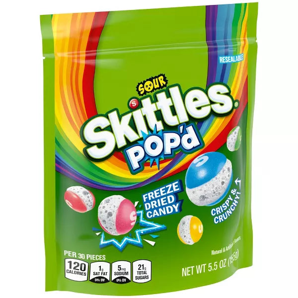 Skittles Sour Pop'd Freeze Dried Candy - 5.5oz - NEW ULTRA RARE