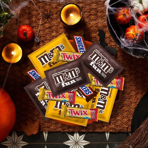 Snickers, Twix, and M&M's Halloween Milk Chocolate Fun Size Variety Candy Bag - 19.37oz