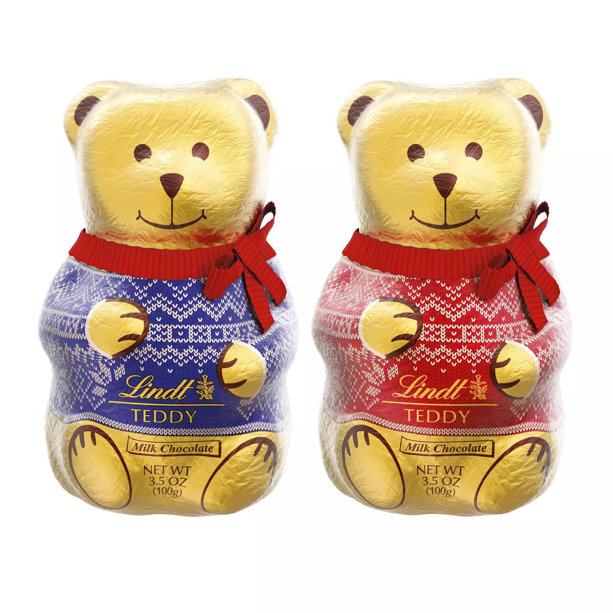 Lindt Milk Chocolate TEDDY Christmas Chocolate Candy - 3.5oz