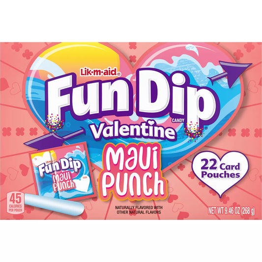 LIK-M-AID Fun Dip Valentine's Maui Punch Carton - 9.46oz/22ct